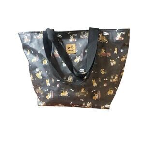 Uma Hana I Love Corgis Dog Tote Waterproof Shoulder Bag Black Brown Large NWOT